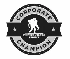 a black and white logo with the words corporate champion.