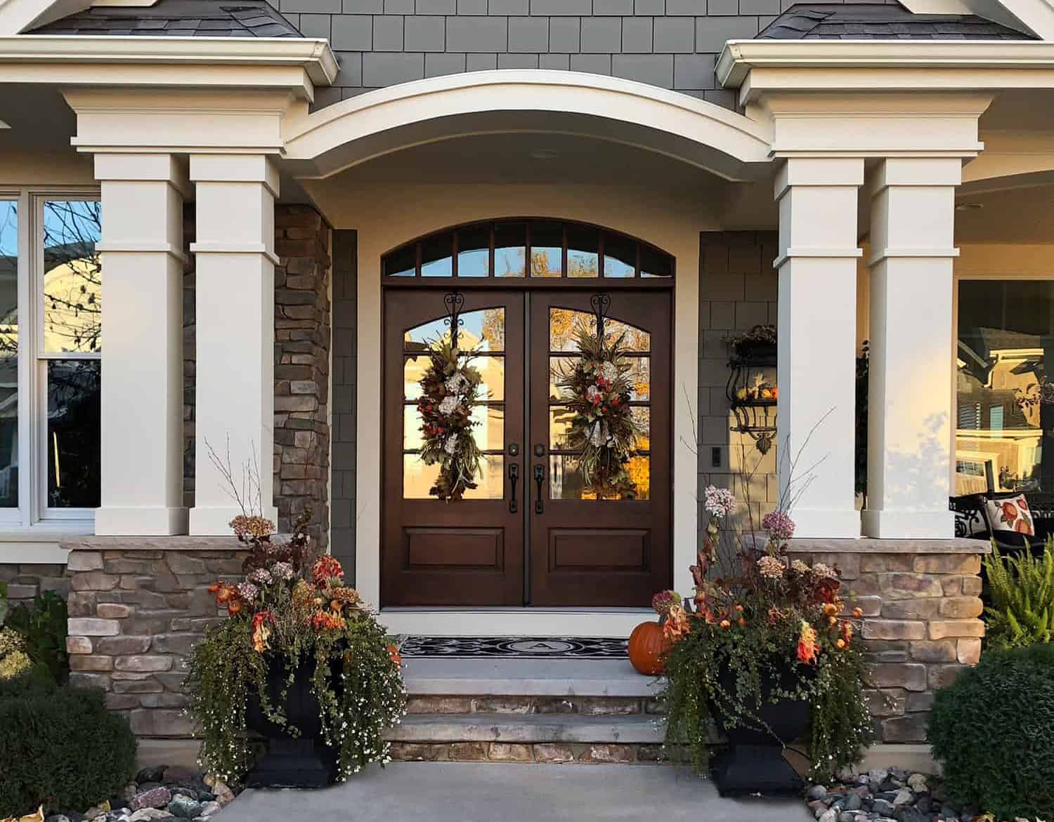 A fall-themed front door on a house.