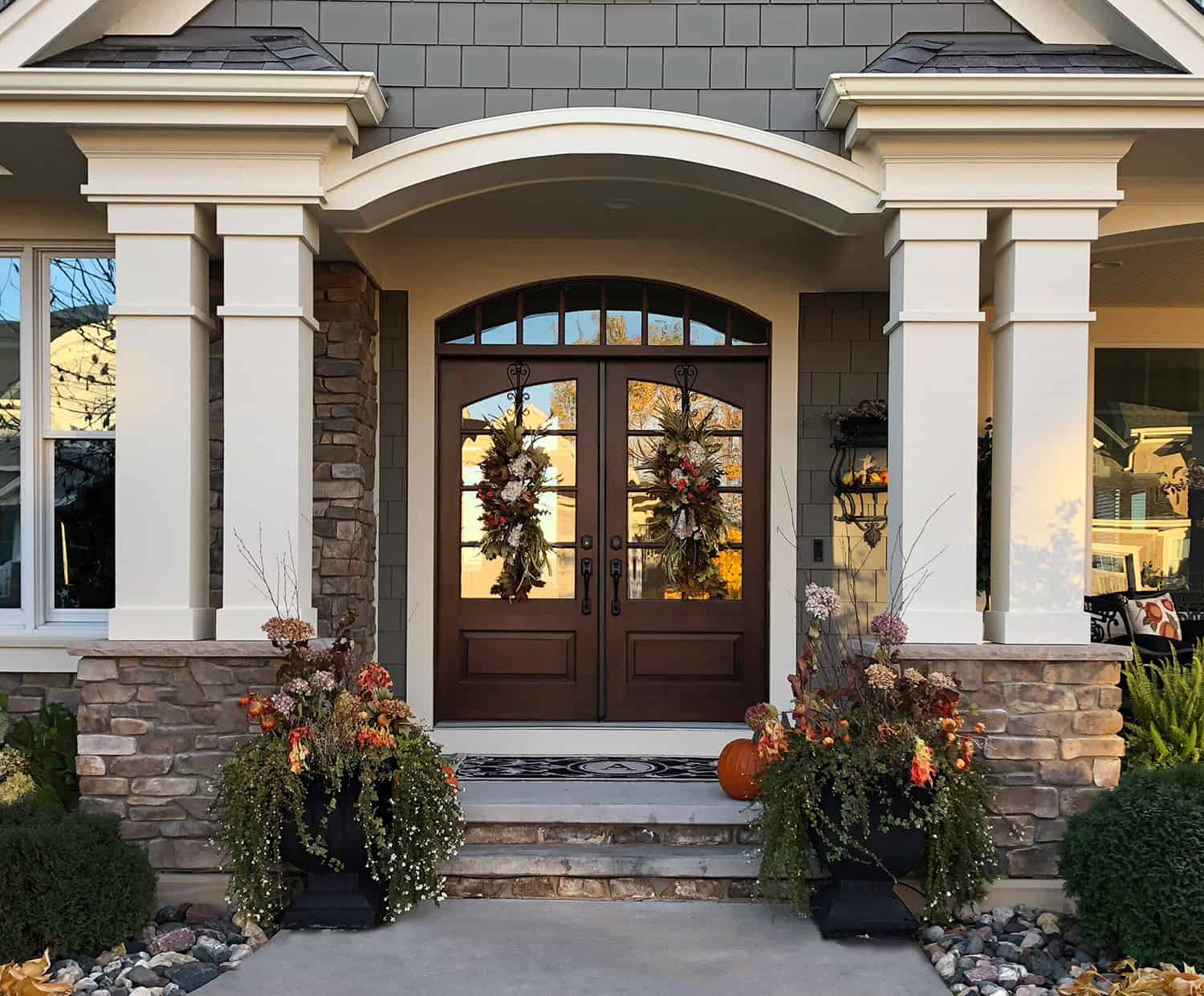 Charlotte house with fall door décor.