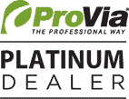 The logo for provia, the professional platinum dealer.